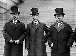 Baron Kijuro Shidehara (later Prime Minister), Viscount Tomosaburo Kato and Prince Iesato Tokugawa at Washington Naval Conference