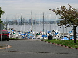 Marina on Lake Washington seen from Leschi Park, 2007