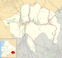 Bacup is in the south-eastern part of Lancashire, close to the eastern boundary of North West England. On this map Bacup is about one-seventh in from the eastern edge and one-third in from the southern edge.