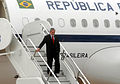 The President of Brazil, Luiz Inácio Lula da Silva, arrives in Cochabamba, Bolivia for an official state visit