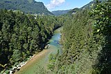 Steyrschlucht auf Höhe des Leonsteiner Ortszentrums (links Leonstein, rechts Molln)