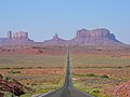 View of Monument Valley in Utah, looking south on highway 163 from 13 miles north of the Arizona/Utah State line