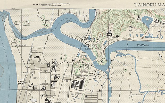 1944-1945年美军台北-松山地图的圆山（Maruyama）驿。