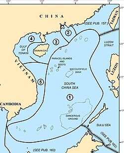 Carte de la zone de la mer de Chine méridionale montrant l'emplacement de Dangerous Ground.