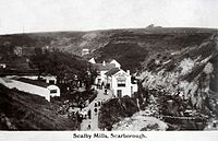 Scalby Mills, Scarborough North Yorkshire England 1901 - 1910 before the footbridge that carries the Cleveland Way was built.