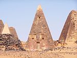 Three Nubian pyramids, partially in ruins