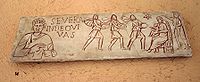 3rd-century cover for catacomb burial, engraved with the Adoration of the Magi (cast shown)