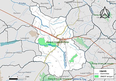 Carte des ZNIEFF de type 1 sur la commune.