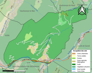 Carte en couleurs présentant l'occupation des sols.