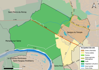 Carte des infrastructures et de l'occupation des sols en 2018 (CLC) de la commune.