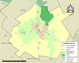 Carte en couleurs présentant l'occupation des sols.