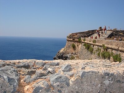 La forteresse de Gramvoússa sur l'île d’Ímeri Gramvoússa.