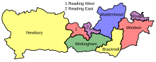 Map of parliamentary constituencies in Berkshire 1997–2010