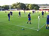 Gillingham F.C. players warm up before a match at Crabble Stadium in 2008