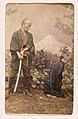 19th-century Japanese executioner with sword and prisoner.