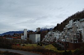 Fantoft student hostel (left) and an apartment building (right), 2009