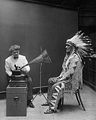 Image 5Frances Densmore recording Blackfoot chief Mountain Chief on a cylinder phonograph in 1916 (from Music industry)