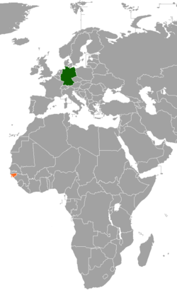 Lage von Deutschland und Guinea-Bissau