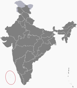 The map of India showing Lakshadweep