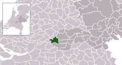 Highlighted position of Lingewaal in a municipal map of Gelderland