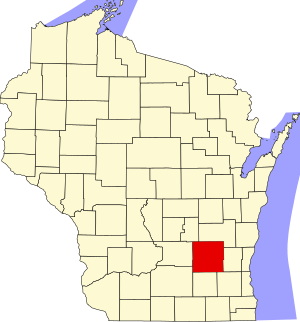 Map of Wisconsin highlighting Dodge County