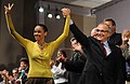 Marina Silva e Guilherme Leal, candidato à vice-presidente, durante a convenção do PV.