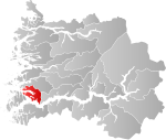 Mapa do condado de Sogn og Fjordane com Hyllestad em destaque.