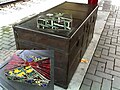 Bronze trunk seating. Inset shows tiled box from the other trunk.