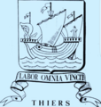 Blason de Thiers (Thiers est dans le Puy-de-Dôme) comportant la devise LABOR OMNIA VINCIT[13].