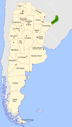 Location of Misiones within Argentina