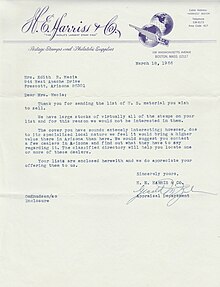 Reply Letter from H.E. Harris to Edith