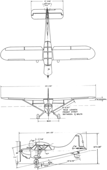 3-view line drawing of the Stinson L-5 Sentinel