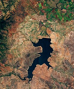 Schoemansdal to the northwest of the Driekoppies Reservoir, imaged by Sentinel-2