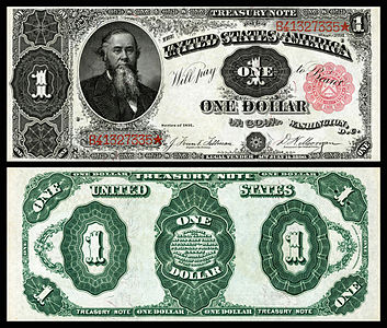 One-dollar Treasury Note from the series of 1891, by the Bureau of Engraving and Printing