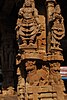 Carvings of deities on the pillars of the mantapam in the Vontimitta Kodandarama Swamy Temple