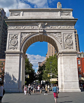 Fifth Avenue begins at the Washington Square Arch in Washington Square Park