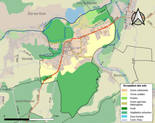 Carte en couleurs présentant l'occupation des sols.