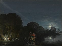 The Flight into Egypt, Adam Elsheimer, c. 1605, as a night scene