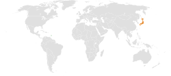 BarbadosとJapanの位置を示した地図