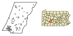 Location of Ashville in Cambria County, Pennsylvania.