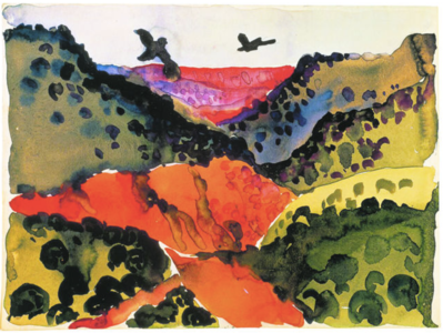 Canyon with Crows, 1917, watercolor and graphite on paper, Georgia O'Keeffe Museum