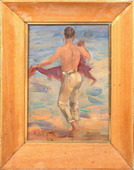 Sketch by Henry Scott Tuke for his painting Gleaming waters, showing Charlie Mitchell (1885–1957)