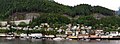 Ketchikan's Newtown neighborhood, between Downtown and the West End, its two largest neighborhoods. First Lutheran Church, at the right edge of this photo, is listed on the National Register of Historic Places. East of the church (beyond view of the photo), three adjoining streets were named Warren, G and Harding following President Harding's visit to Alaska in 1923.