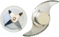 Blades from a blender (left) and food processor (right)