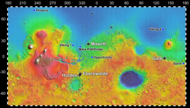 Map of actual (and proposed) rover landing sites including Gale