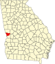 State map highlighting Muscogee County