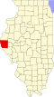 State map highlighting Adams County