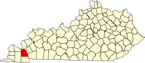 Map of Kentucky highlighting Marshall County