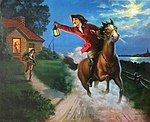 Paul Revere, American Folk Hero depicted in his famous Midnight Ride