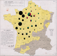 Carte utilisant des diagrammes circulaires (1858).